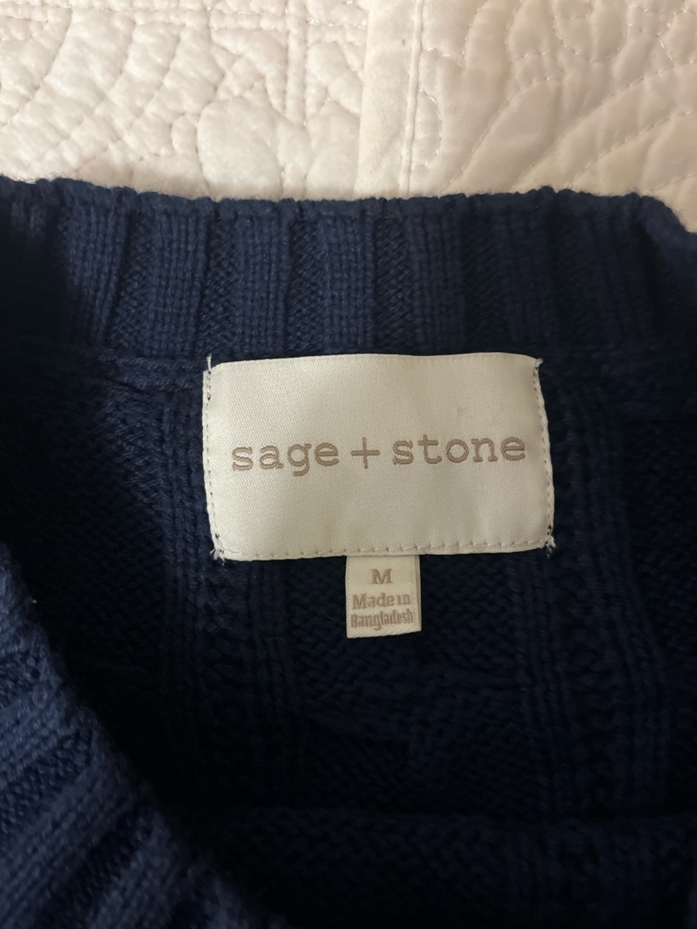 Sage + Stone Classic Cable Knit Cropped Sweater - Navy, size medium - Picture 4 of 6